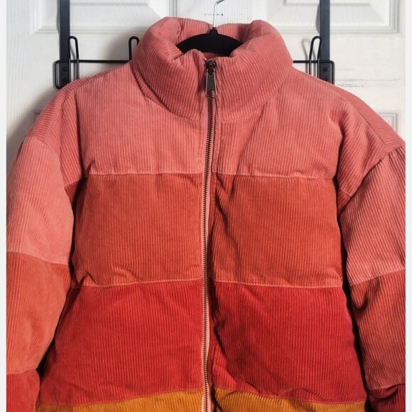 L*SPACE Horizon Ribbed Corduroy Cotton Cropped Puffer Jacket Women XS Desert Sun - Picture 8 of 16